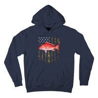 Camo American Flag Red Snapper Fishing 4th Of July Hoodie