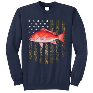 Camo American Flag Red Snapper Fishing 4th Of July Sweatshirt