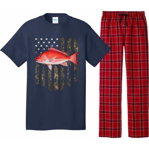 Camo American Flag Red Snapper Fishing 4th Of July Pajama Set