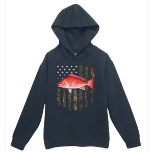 Camo American Flag Red Snapper Fishing 4th Of July Urban Pullover Hoodie