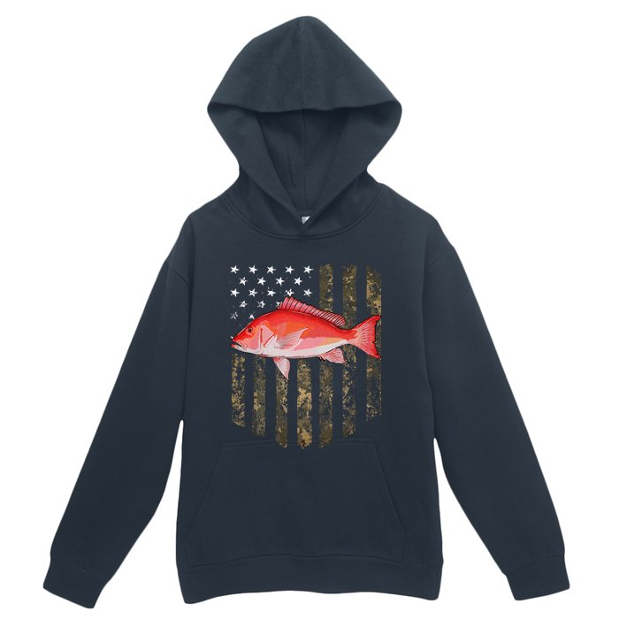 Camo American Flag Red Snapper Fishing 4th Of July Urban Pullover Hoodie