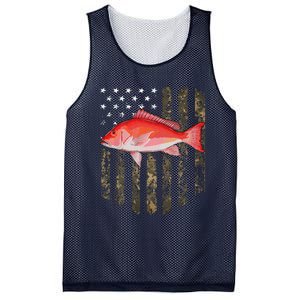 Camo American Flag Red Snapper Fishing 4th Of July Mesh Reversible Basketball Jersey Tank