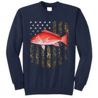 Camo American Flag Red Snapper Fishing 4th Of July Tall Sweatshirt