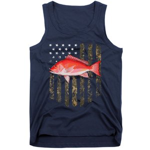 Camo American Flag Red Snapper Fishing 4th Of July Tank Top