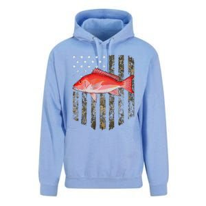 Camo American Flag Red Snapper Fishing 4th Of July Unisex Surf Hoodie