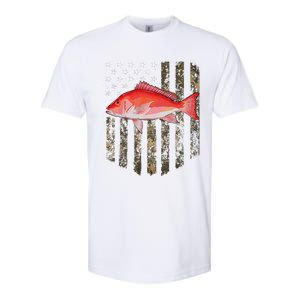 Camo American Flag Red Snapper Fishing 4th Of July Softstyle CVC T-Shirt