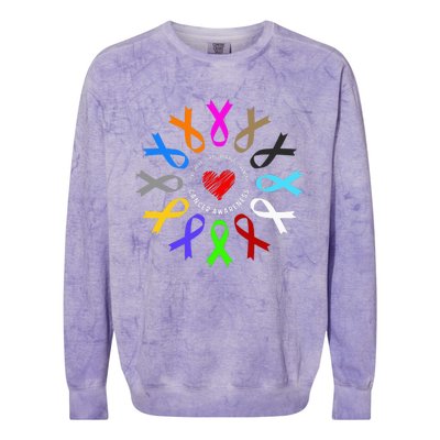 Cancer Awareness Fight Cancer Ribbon Colorblast Crewneck Sweatshirt