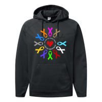 Cancer Awareness Fight Cancer Ribbon Performance Fleece Hoodie