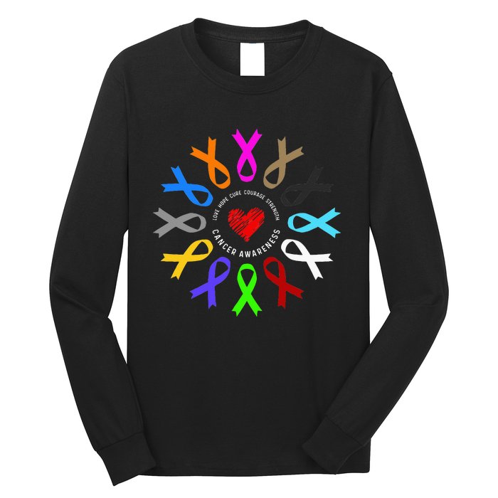 Cancer Awareness Fight Cancer Ribbon Long Sleeve Shirt