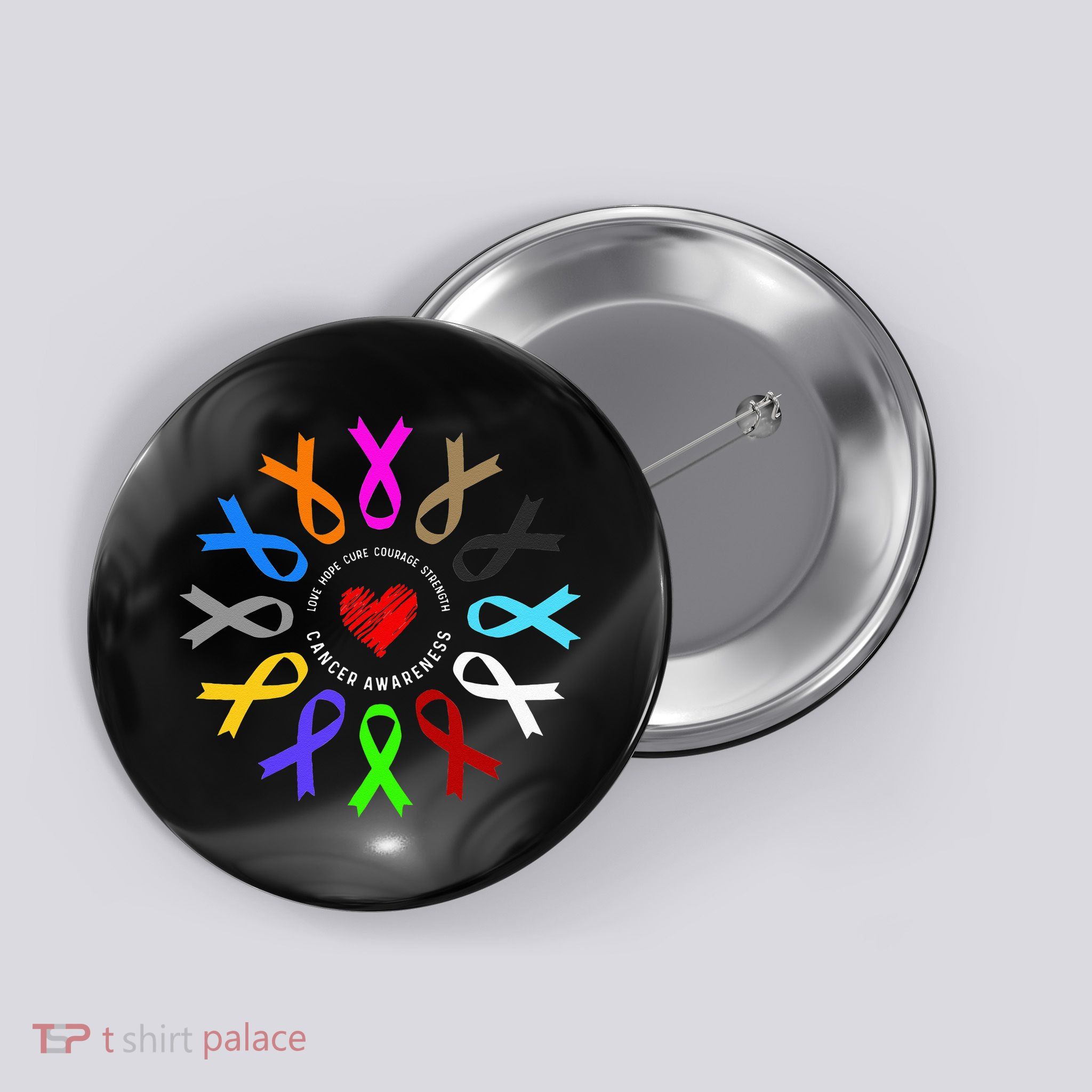 Cancer Awareness Fight Cancer Ribbon Button