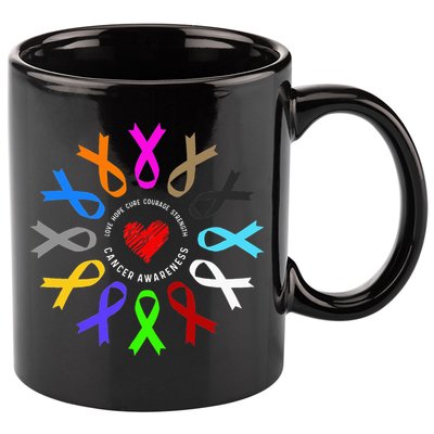 Cancer Awareness Fight Cancer Ribbon 11oz C Handle Ceramic Mug