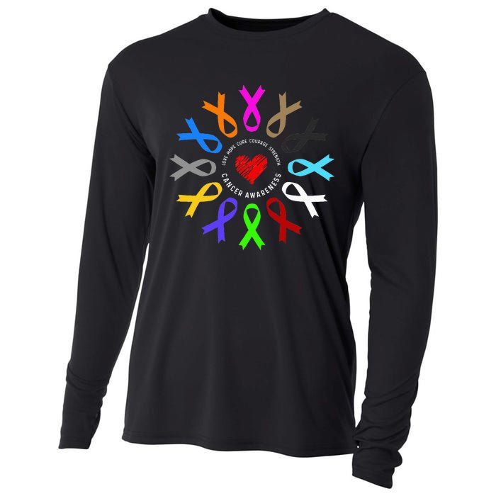 Cancer Awareness Fight Cancer Ribbon Cooling Performance Long Sleeve Crew