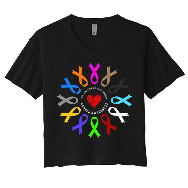 Cancer Awareness Fight Cancer Ribbon Crop Top