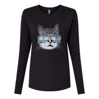 Cat Argentina Flag Country Retro Funny Gift Womens Cotton Relaxed Long Sleeve T-Shirt