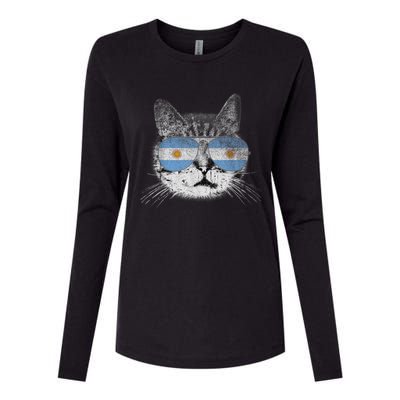 Cat Argentina Flag Country Retro Funny Gift Womens Cotton Relaxed Long Sleeve T-Shirt