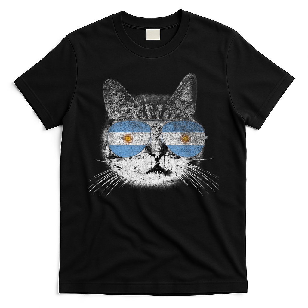Cat Argentina Flag Country Retro Funny Gift T-Shirt