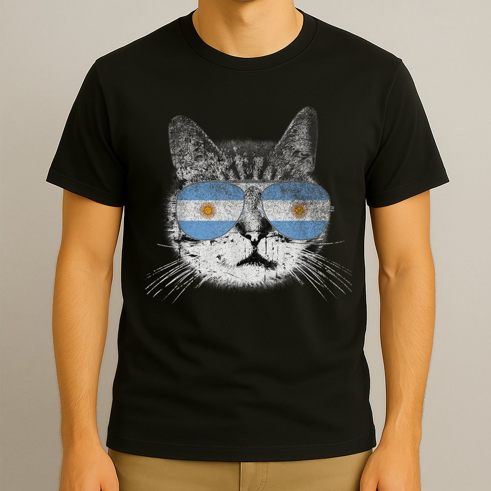 Cat Argentina Flag Country Retro Funny Gift T-Shirt