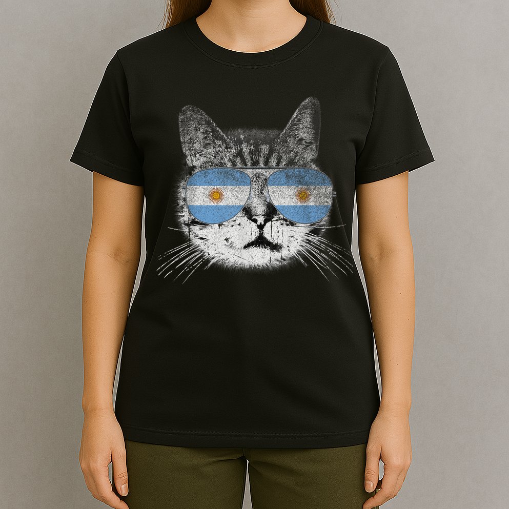 Cat Argentina Flag Country Retro Funny Gift T-Shirt