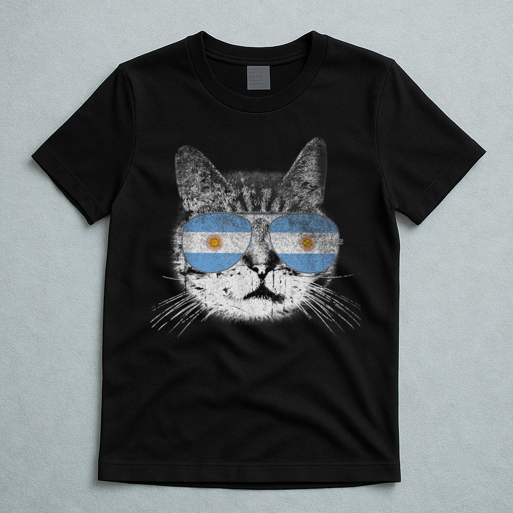 Cat Argentina Flag Country Retro Funny Gift T-Shirt