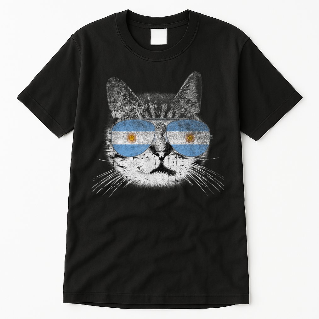 Cat Argentina Flag Country Retro Funny Gift Tall T-Shirt