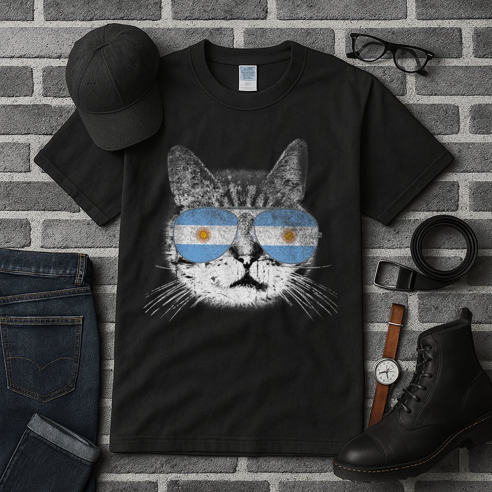 Cat Argentina Flag Country Retro Funny Gift Tall T-Shirt
