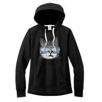 Cat Argentina Flag Country Retro Funny Gift Women's Fleece Hoodie