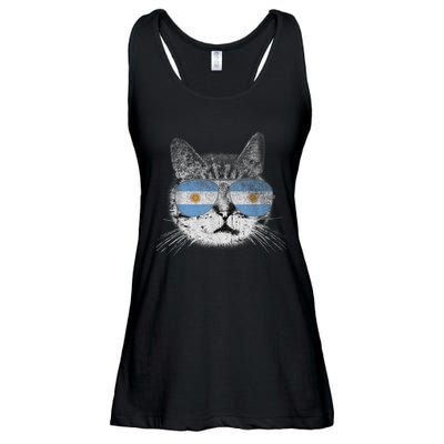 Cat Argentina Flag Country Retro Funny Gift Ladies Essential Flowy Tank