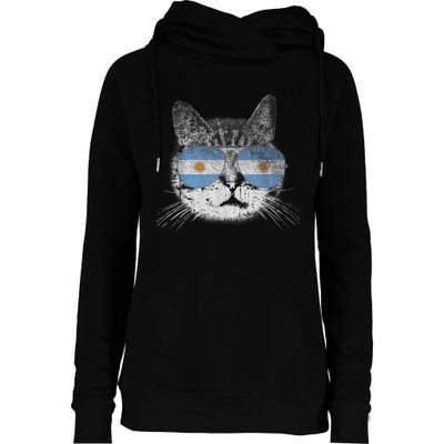 Cat Argentina Flag Country Retro Funny Gift Womens Funnel Neck Pullover Hood