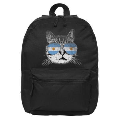 Cat Argentina Flag Country Retro Funny Gift 16 in Basic Backpack