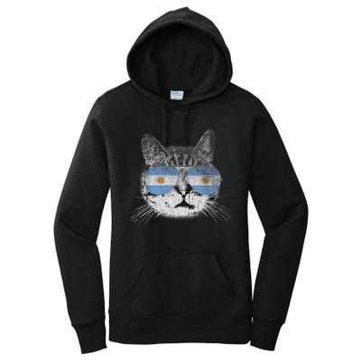 Cat Argentina Flag Country Retro Funny Gift Women's Pullover Hoodie