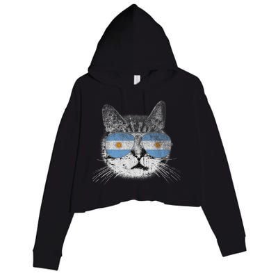 Cat Argentina Flag Country Retro Funny Gift Crop Fleece Hoodie