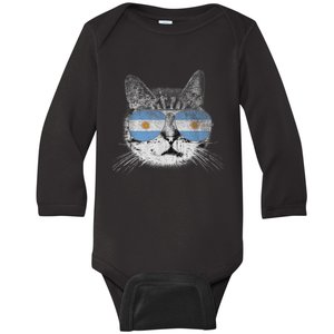 Cat Argentina Flag Country Retro Funny Gift Baby Long Sleeve Bodysuit