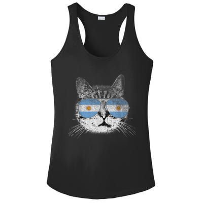 Cat Argentina Flag Country Retro Funny Gift Ladies PosiCharge Competitor Racerback Tank