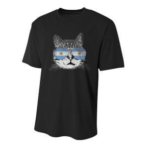 Cat Argentina Flag Country Retro Funny Gift Youth Performance Sprint T-Shirt