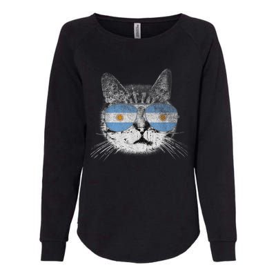 Cat Argentina Flag Country Retro Funny Gift Womens California Wash Sweatshirt