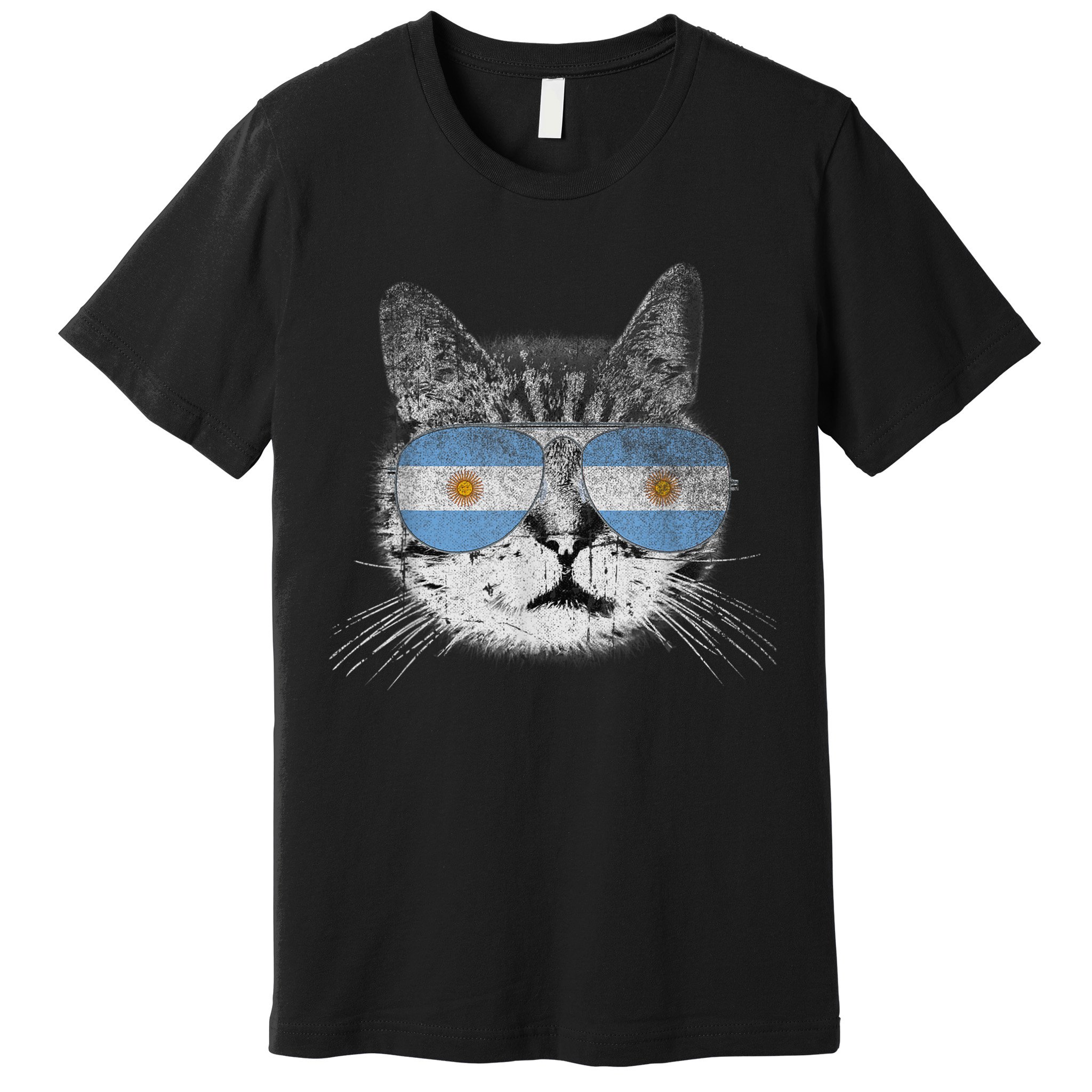 Cat Argentina Flag Country Retro Funny Gift Premium T-Shirt