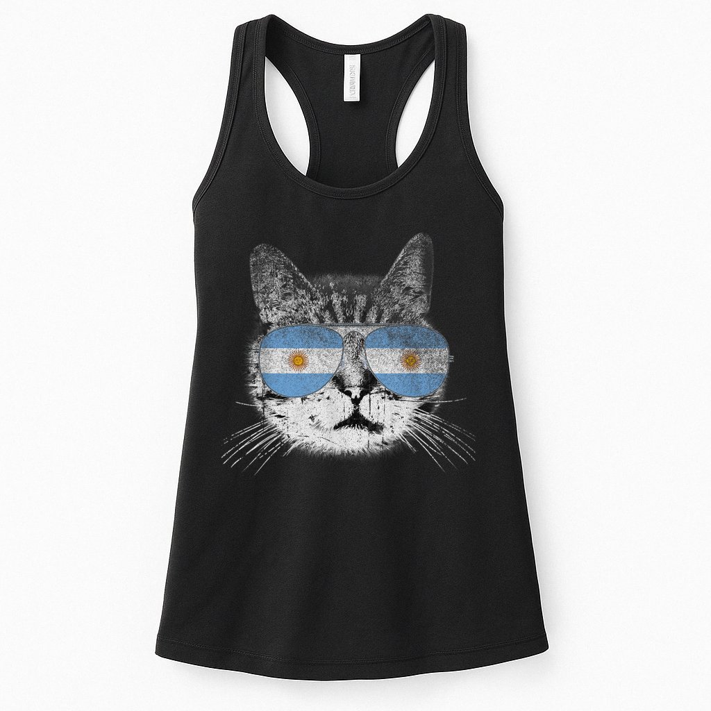 Cat Argentina Flag Country Retro Funny Gift Womens Tank Top