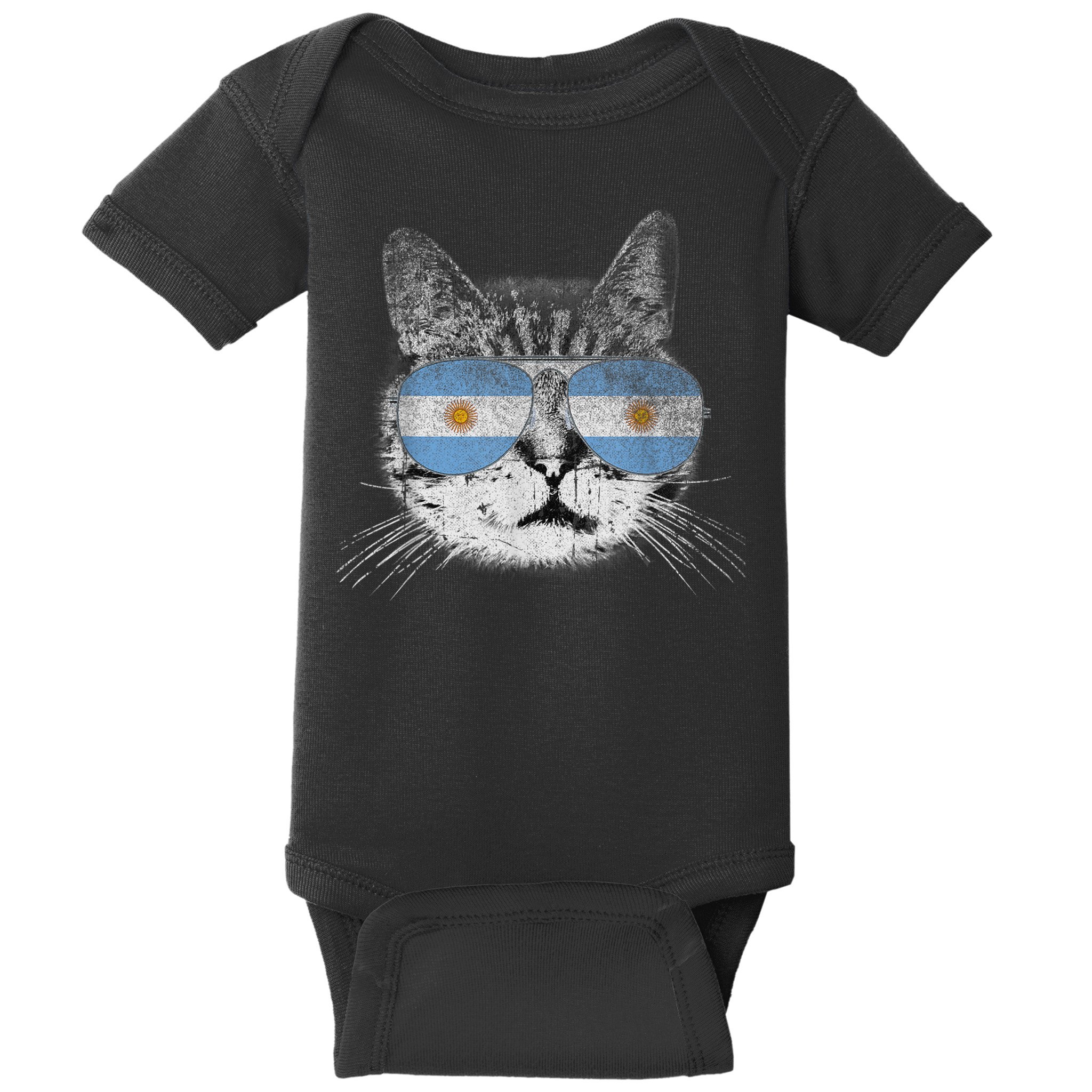 Cat Argentina Flag Country Retro Funny Gift Baby Bodysuit