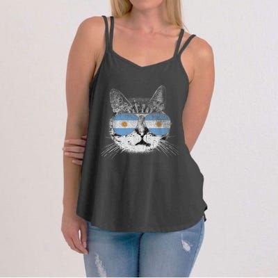 Cat Argentina Flag Country Retro Funny Gift Women's Strappy Tank