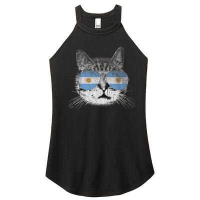 Cat Argentina Flag Country Retro Funny Gift Women's Perfect Tri Rocker Tank