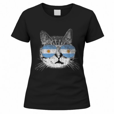 Cat Argentina Flag Country Retro Funny Gift Women's T-Shirt