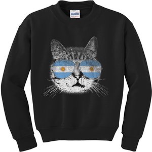 Cat Argentina Flag Country Retro Funny Gift Kids Sweatshirt