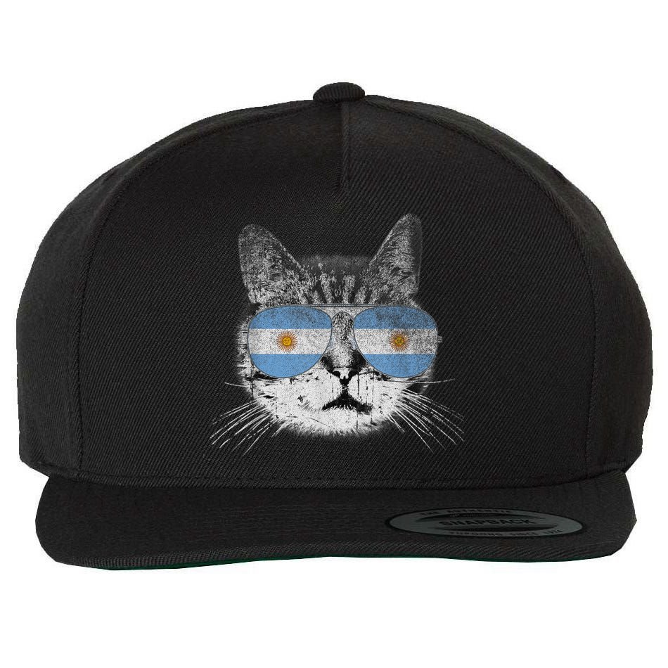 Cat Argentina Flag Country Retro Funny Gift Wool Snapback Cap