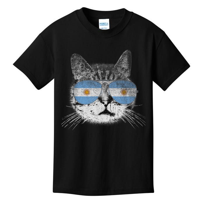 Cat Argentina Flag Country Retro Funny Gift Kids T-Shirt