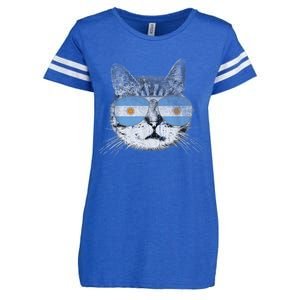 Cat Argentina Flag Country Retro Funny Gift Enza Ladies Jersey Football T-Shirt