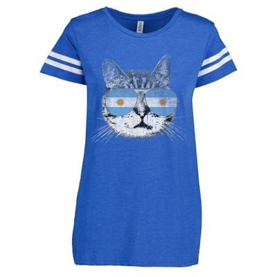 Cat Argentina Flag Country Retro Funny Gift Enza Ladies Jersey Football T-Shirt