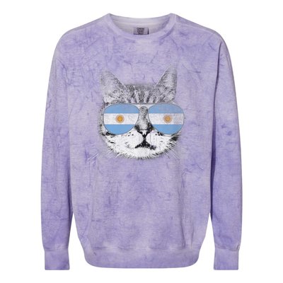 Cat Argentina Flag Country Retro Funny Gift Ank Op Colorblast Crewneck Sweatshirt