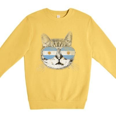 Cat Argentina Flag Country Retro Funny Gift Ank Op Premium Crewneck Sweatshirt