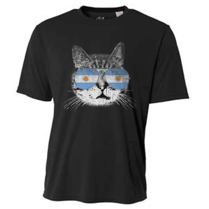 Cat Argentina Flag Country Retro Funny Gift Ank Op Cooling Performance Crew T-Shirt