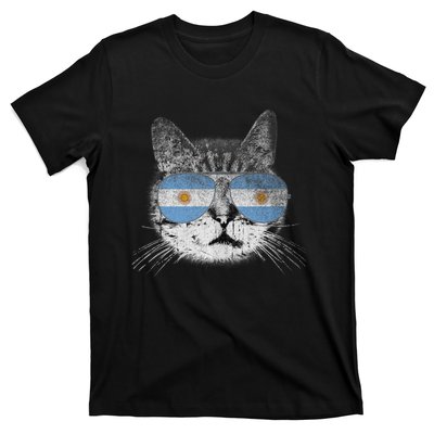 Cat Argentina Flag Country Retro Funny Gift Ank Op T-Shirt